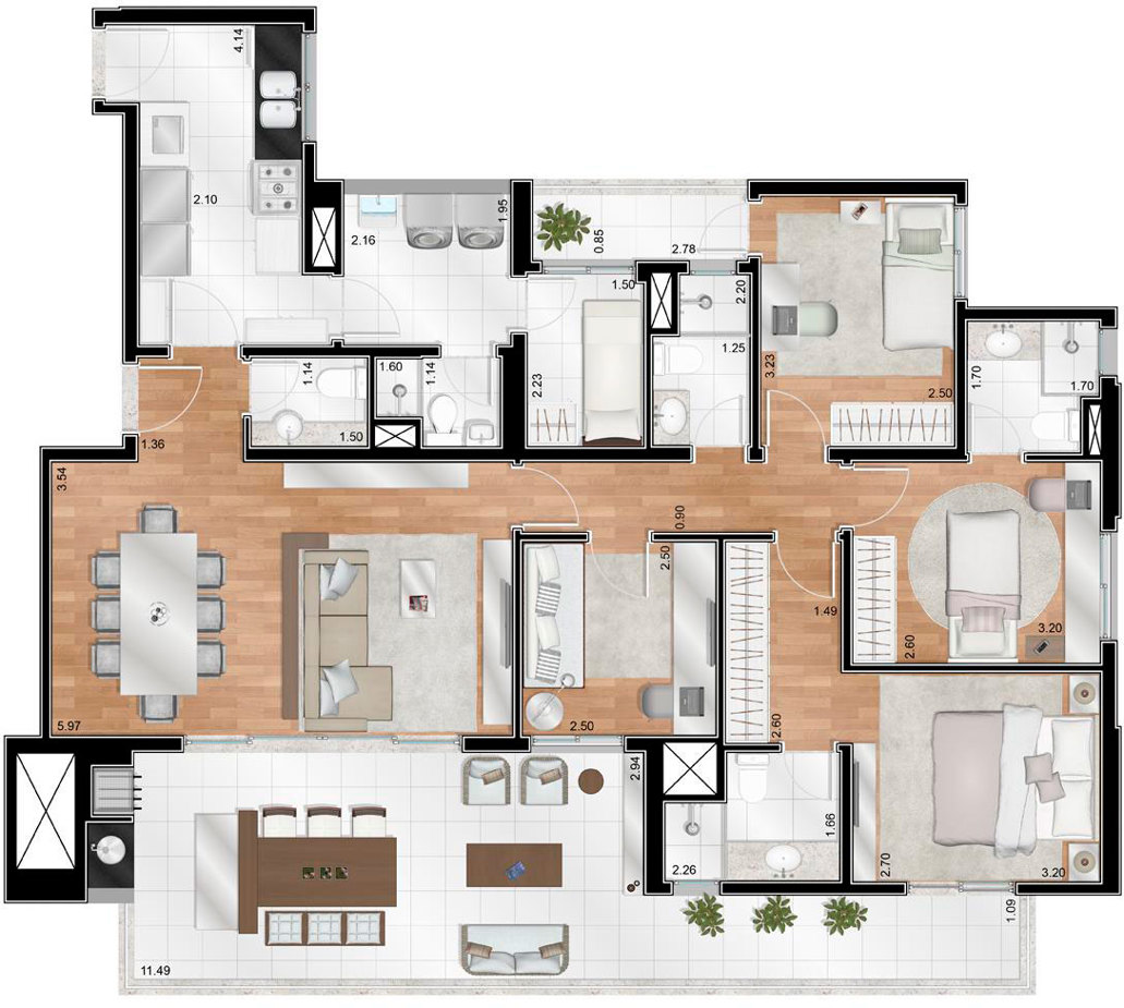 Apto. 145m² - Apto Tipo