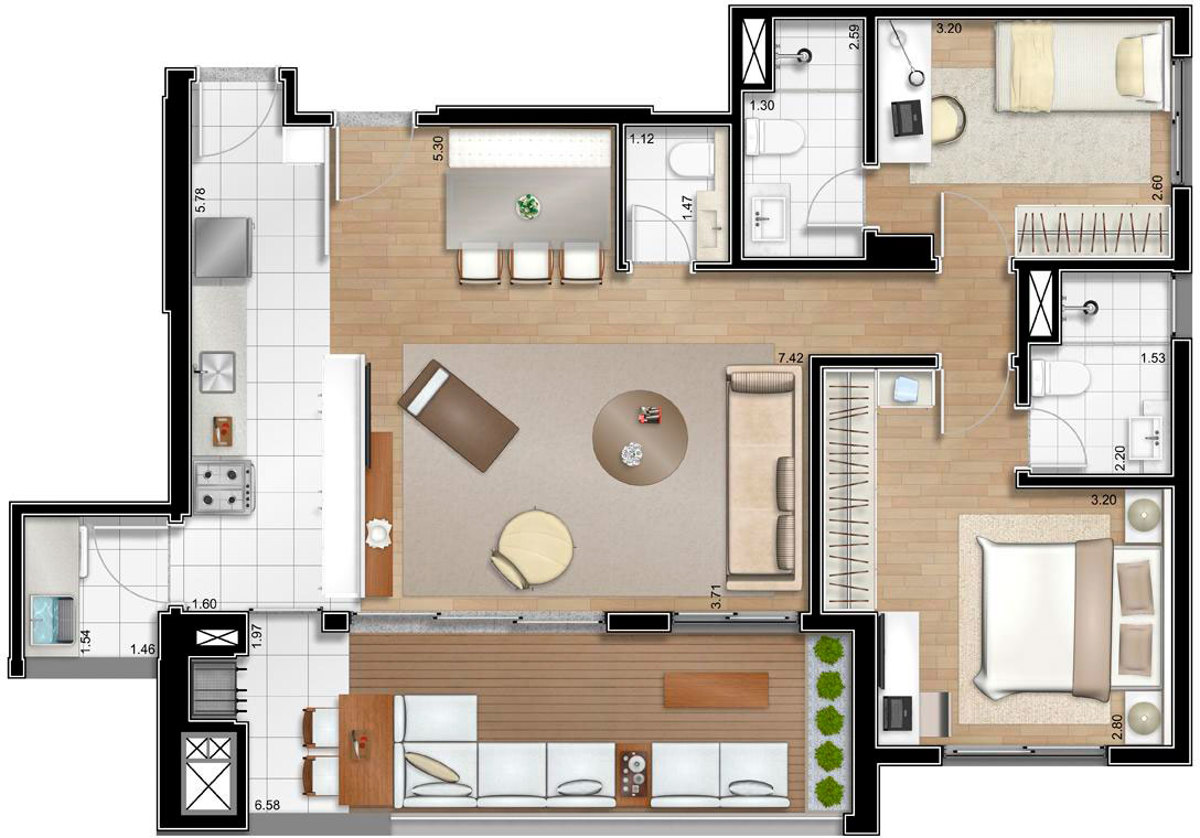 Apto. 95m² - Opção