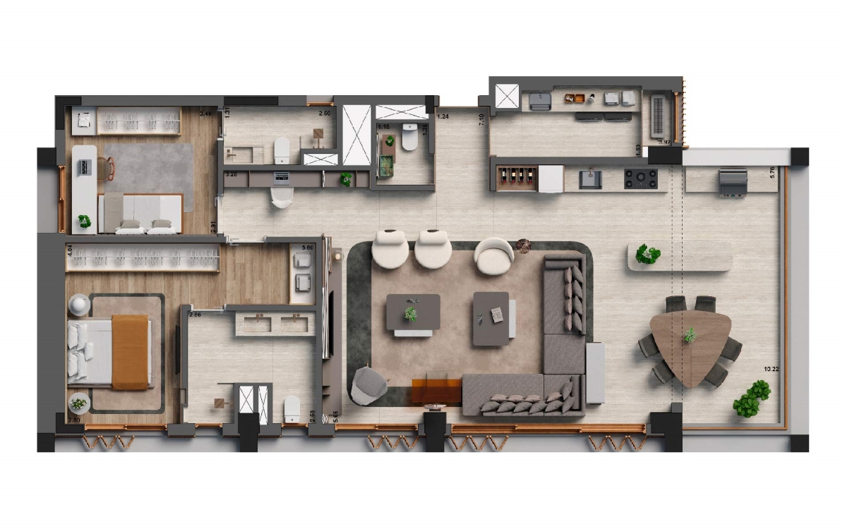 Suíte 132 m² opção