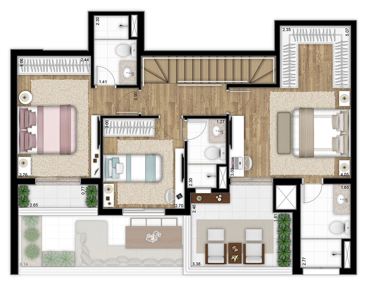 Cobertura Duplex 165m² - andar superior