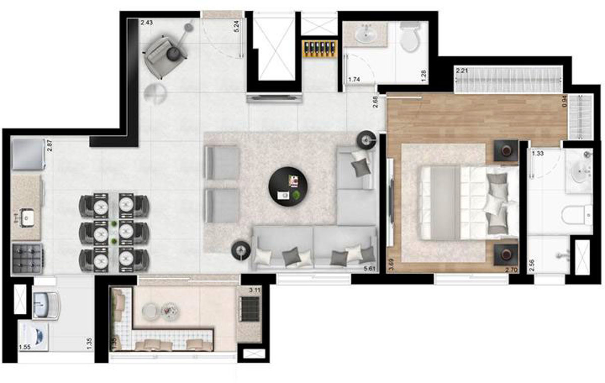 Apto. 68m² - Apto Opção