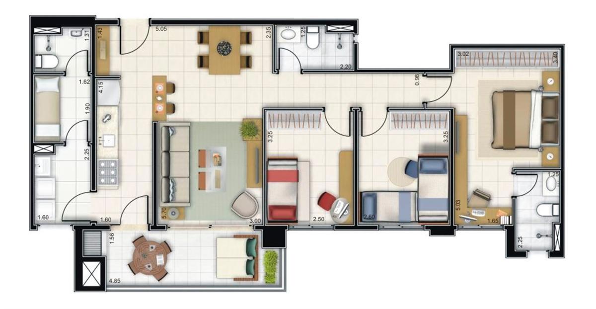 Apto. 100m² - Torre 2