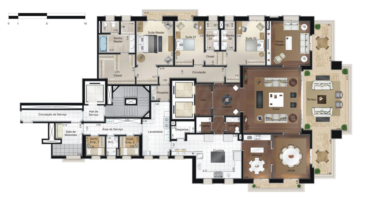 Apto. 400m² - Opção 1 - Torre 2