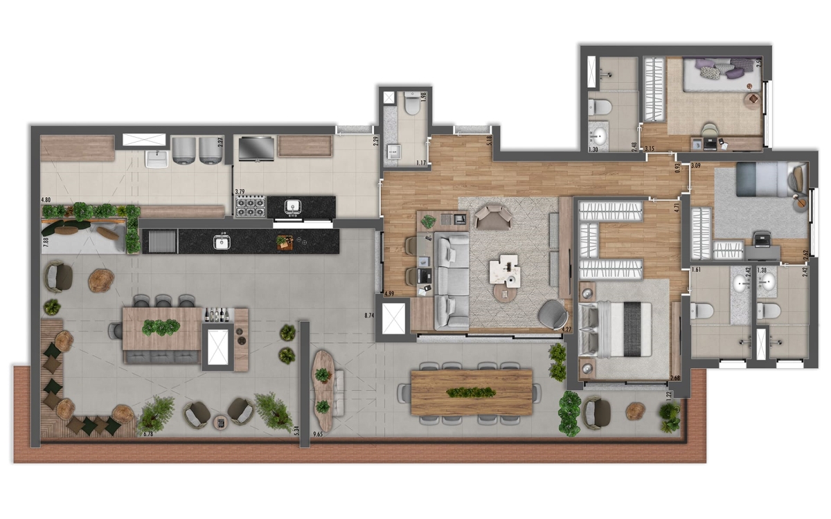 PLANTA TIPO PENTHOUSE DE 177 M² - 3 VAGAS