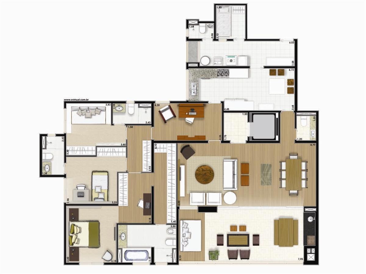 Apto. Tipo A - Opção - 12 ao 15º Pavimento