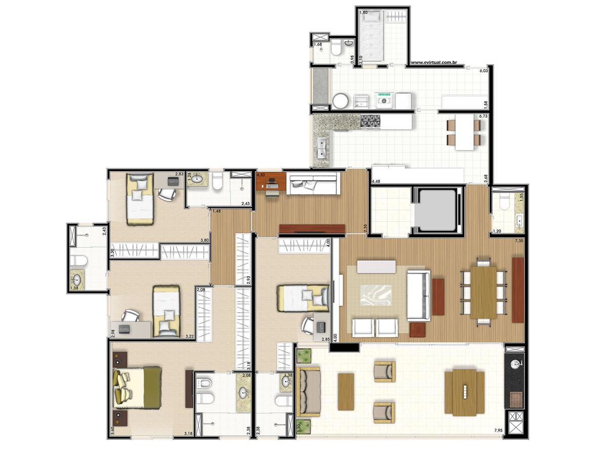 Apto. Tipo A - 1 ao 16º Pavimento