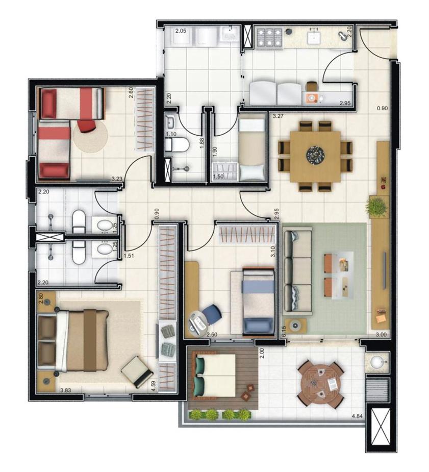 Apto. 100m² - Torre 1