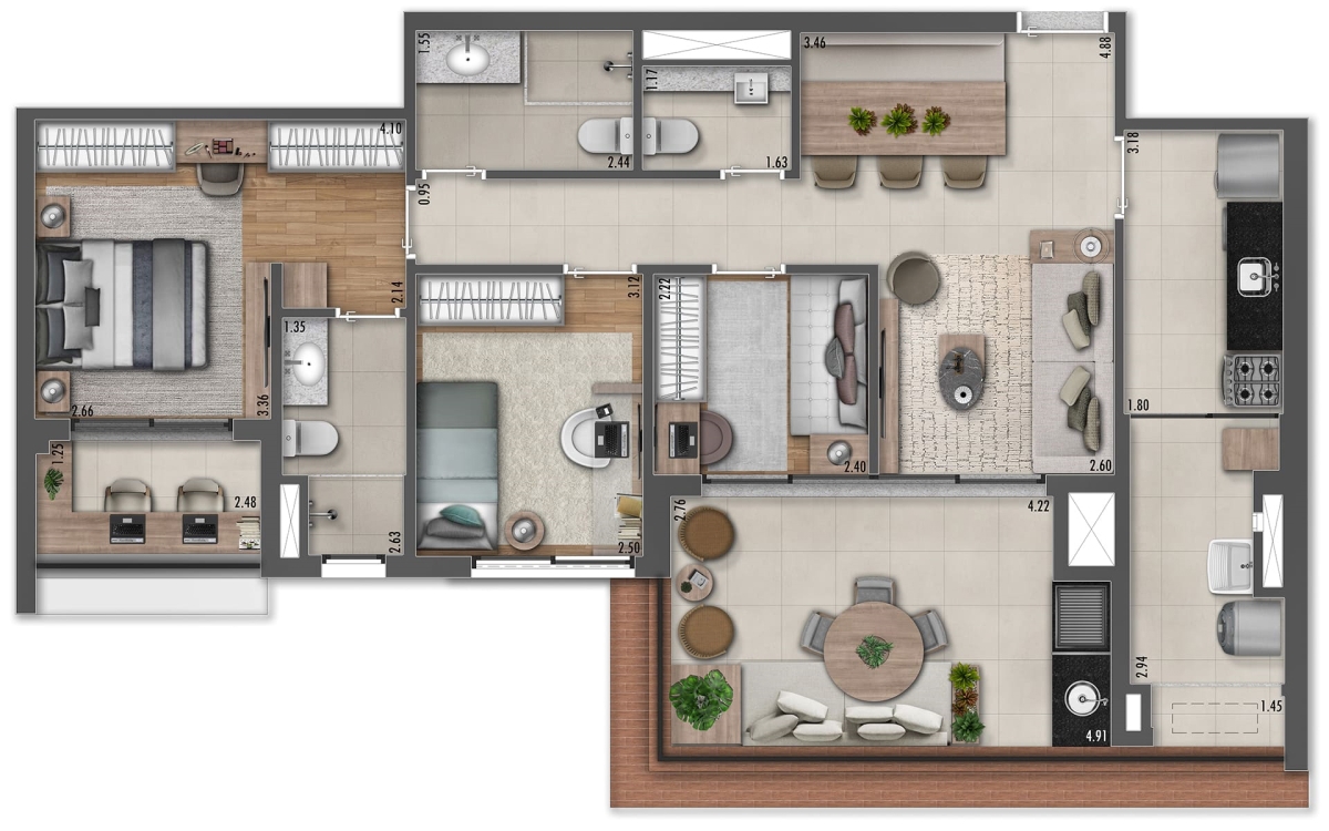 PLANTA TIPO DE 95 M² (3 DORMS. - 1 SUÍTE) - 2 VAGAS?
