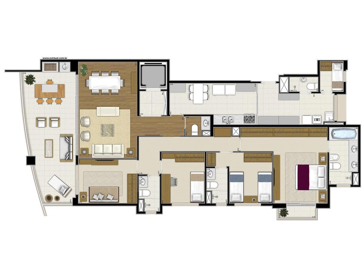 Apto. Opção - 4 Dorms.