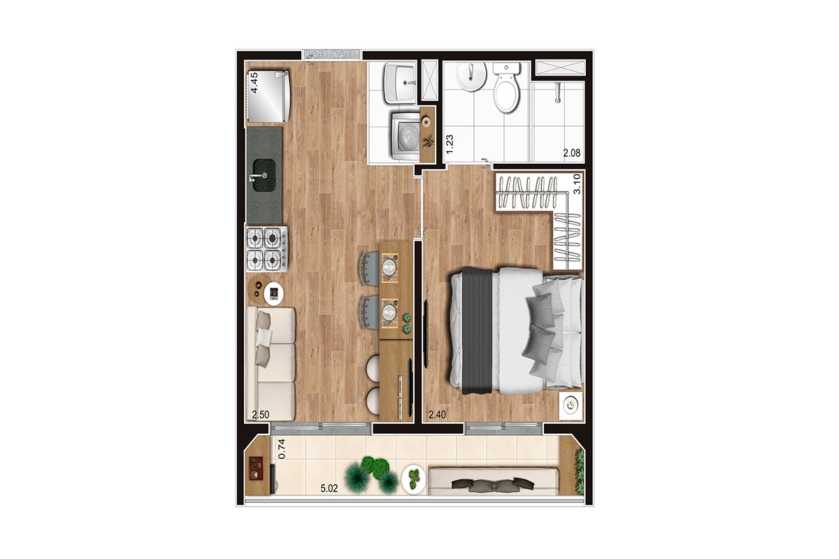 29,17 m² l Tipo meio final 4, 5, 7 e 8 Jequitibá