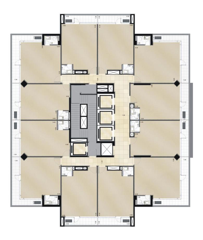 Planta tipo - 22º ao 25º Pavimento