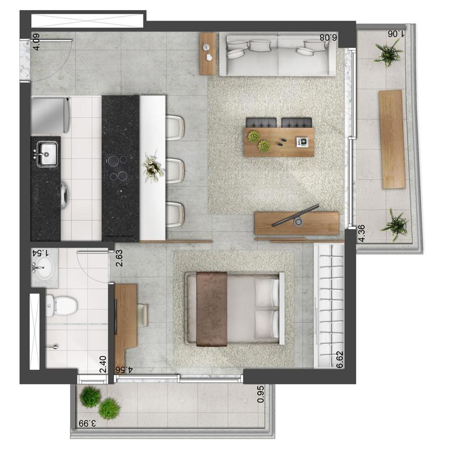 Apto. Tipo de 57 m2 (final 05/bloco A)
