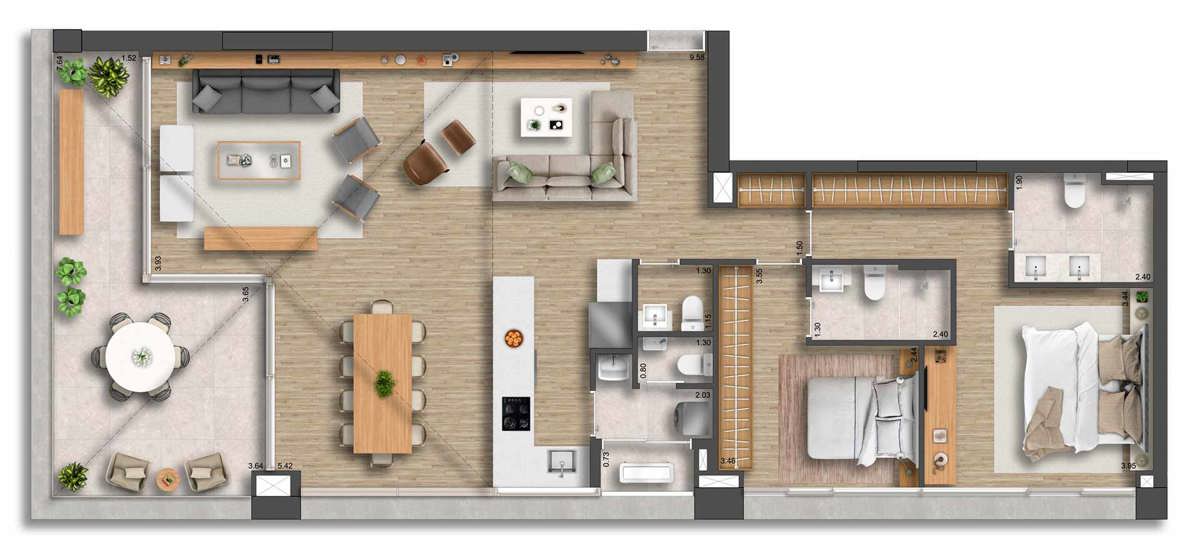 2 Suítes Tipo 137 m²