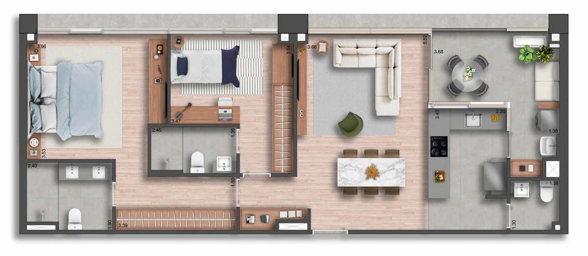 2 Suítes Tipo 87 m² 